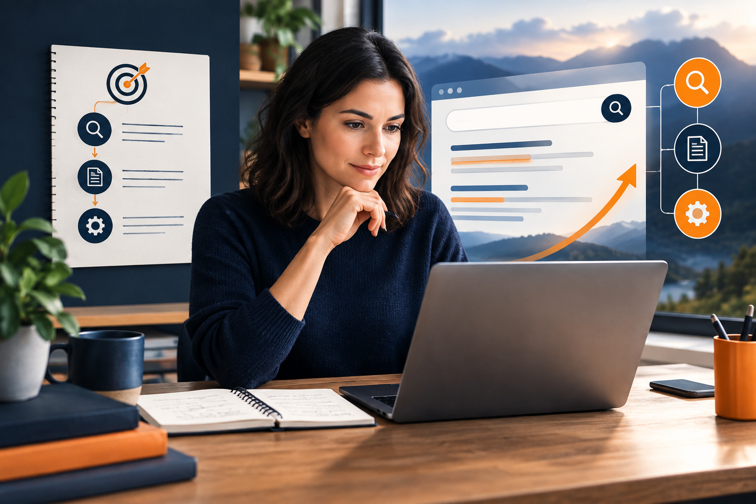 Business owner reviewing a website SEO plan