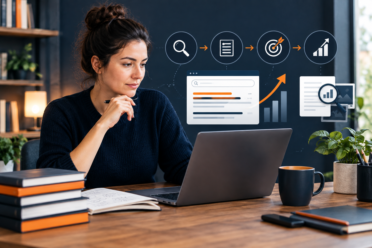 A marketer learning SEO by reviewing a website page
