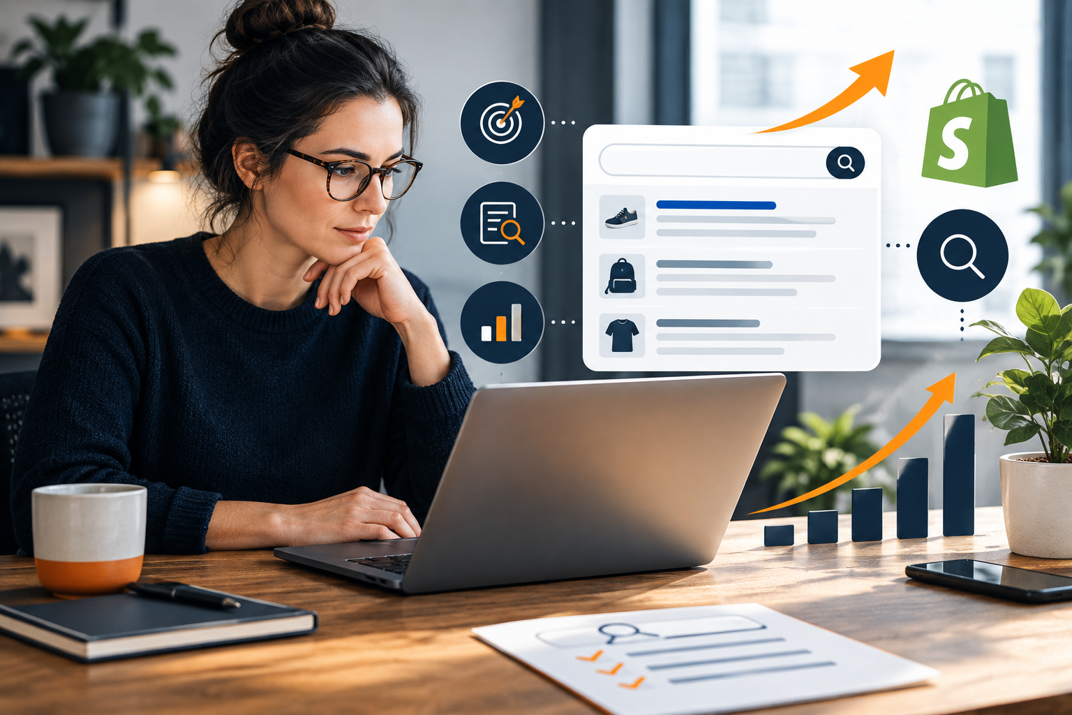 Shopify product and collection pages being reviewed for SEO