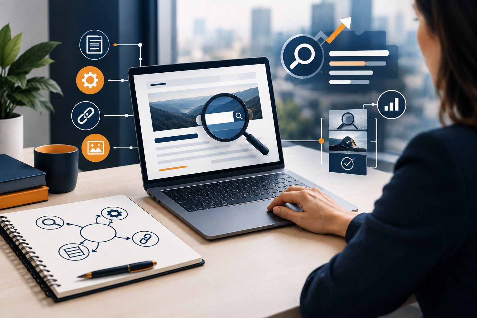 SEO specialist reviewing on-site page improvements