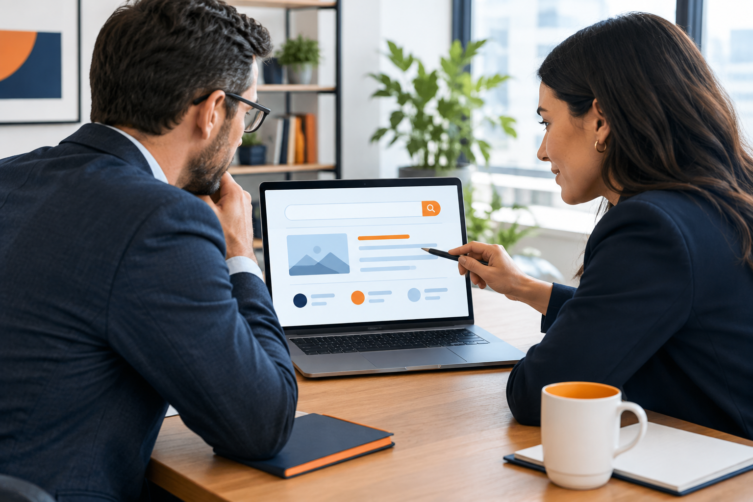 Search engine results and a website being optimized for discovery