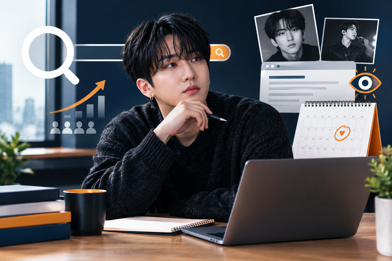 Search-themed illustration accompanying Changbin’s birthday article