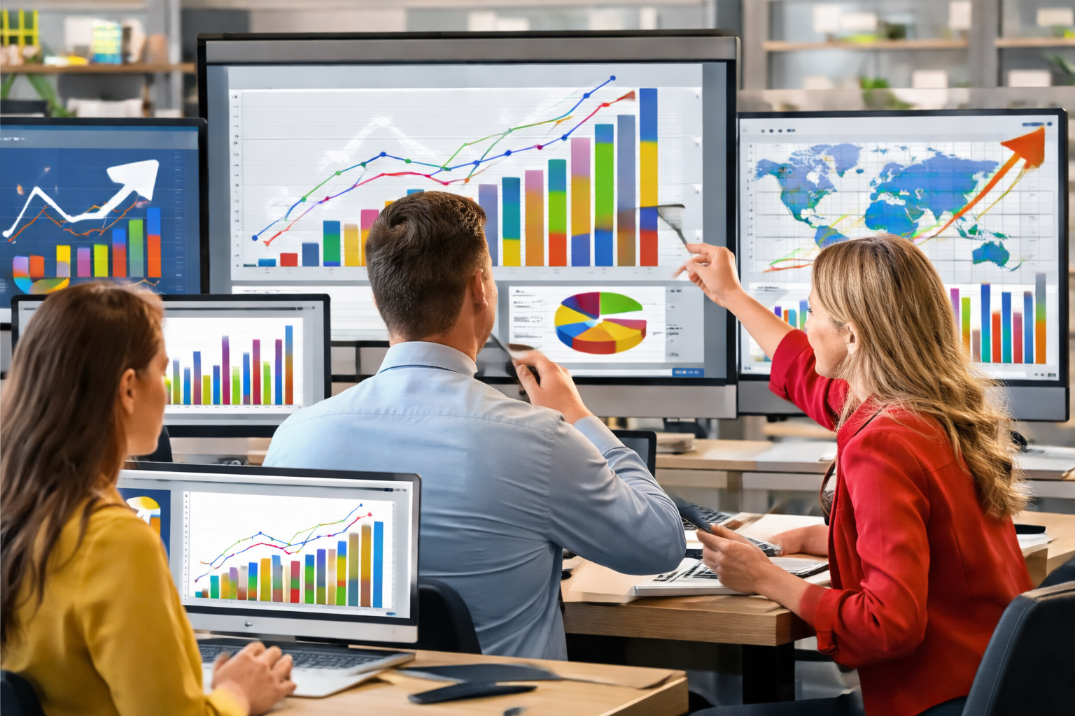 SEO consultant and business team reviewing a search performance report